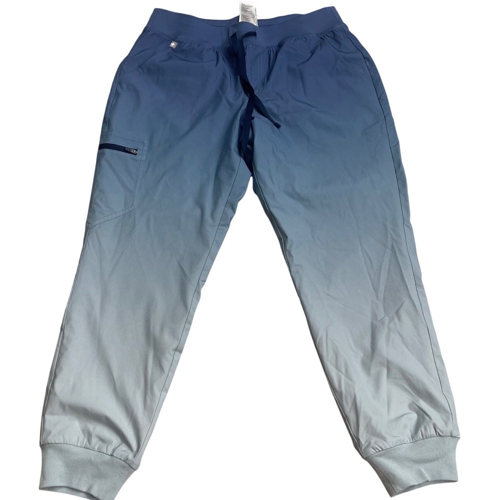 FIGS Zamora Petite Jogger Blue Ombre Jersey Lined Scrub Pants MP NWT freex